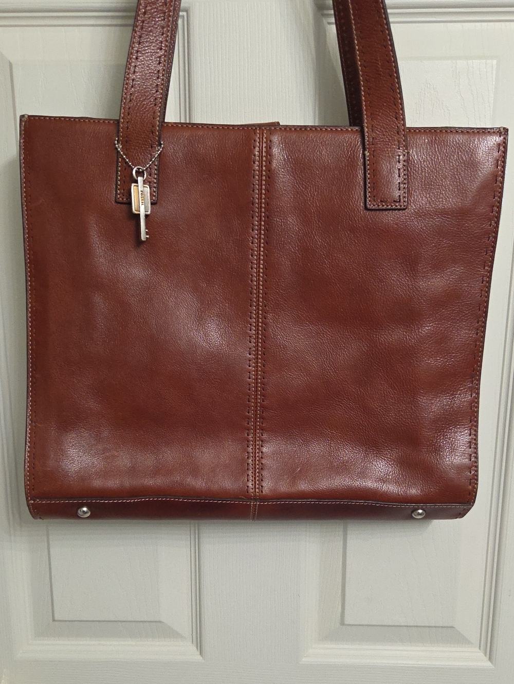 Classic Brown Leather Tote Bag - Women's Handbag